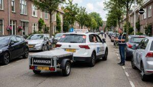Reversing a trailer during BE driving lessons in Amsterdam